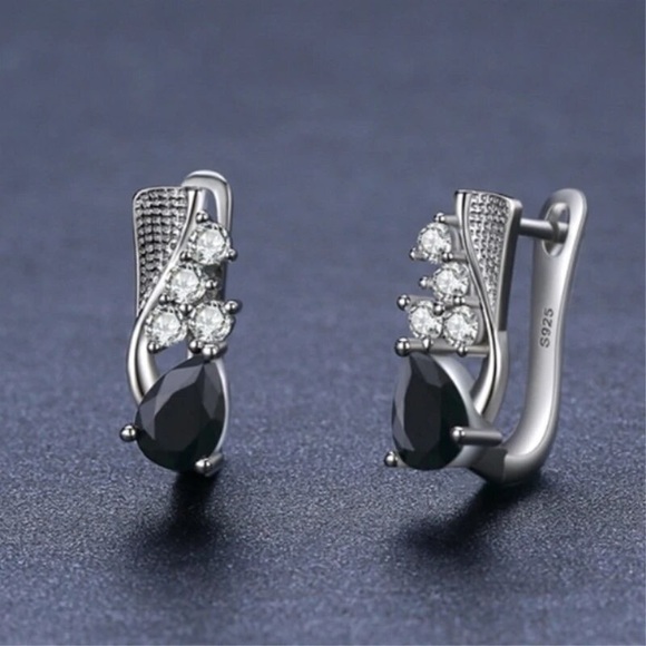 Jewelry - Hoop Earrings for Women Classic 925 Sterling Silver Trendy Spinel